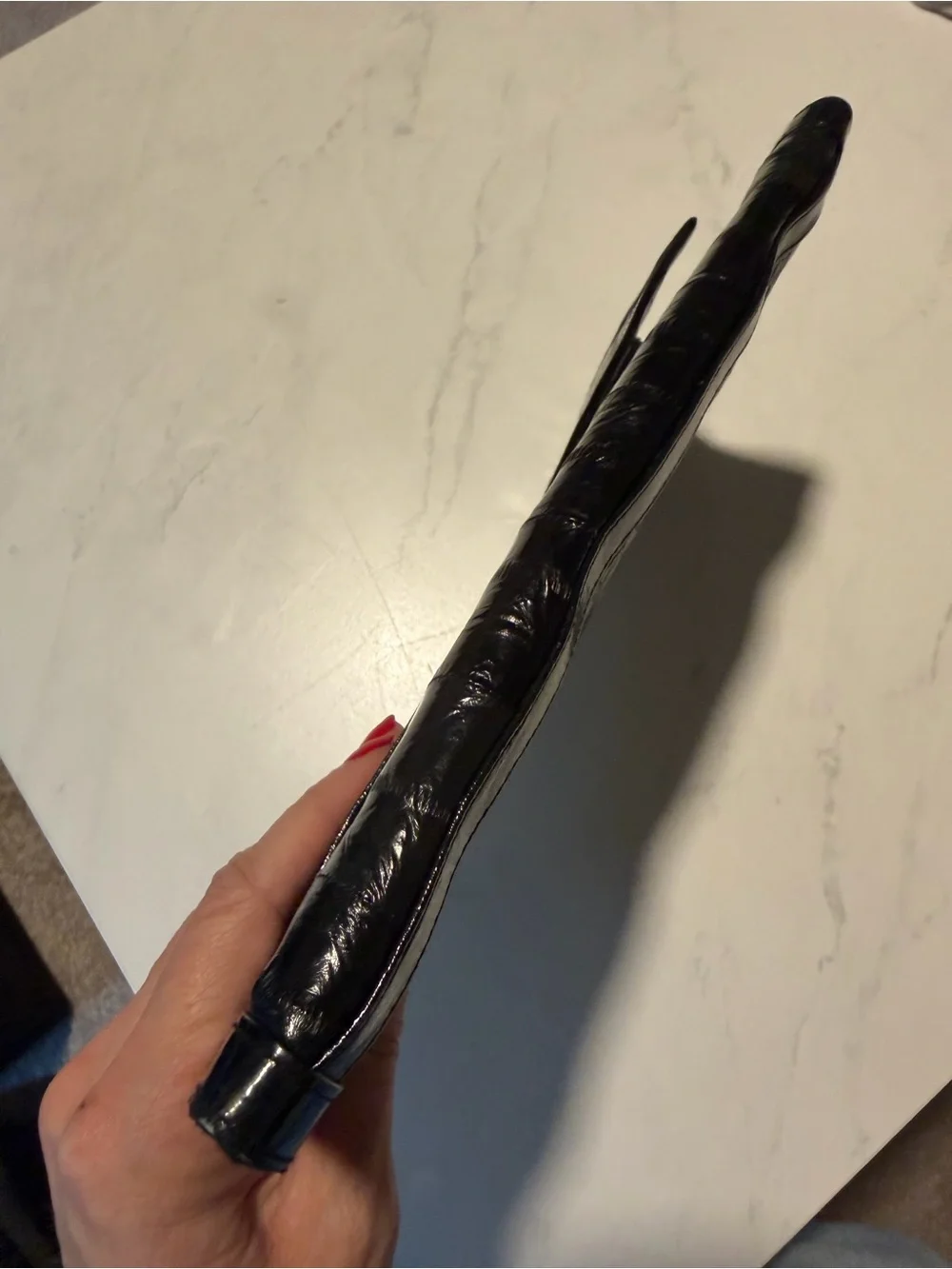 Black Eel Skin Leather Vintage Clutch